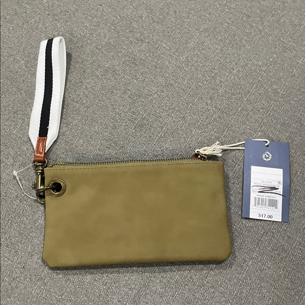 Universal Thread Goods Co. Small Olive Green Zip Wristlet Handbag Clutch NWT